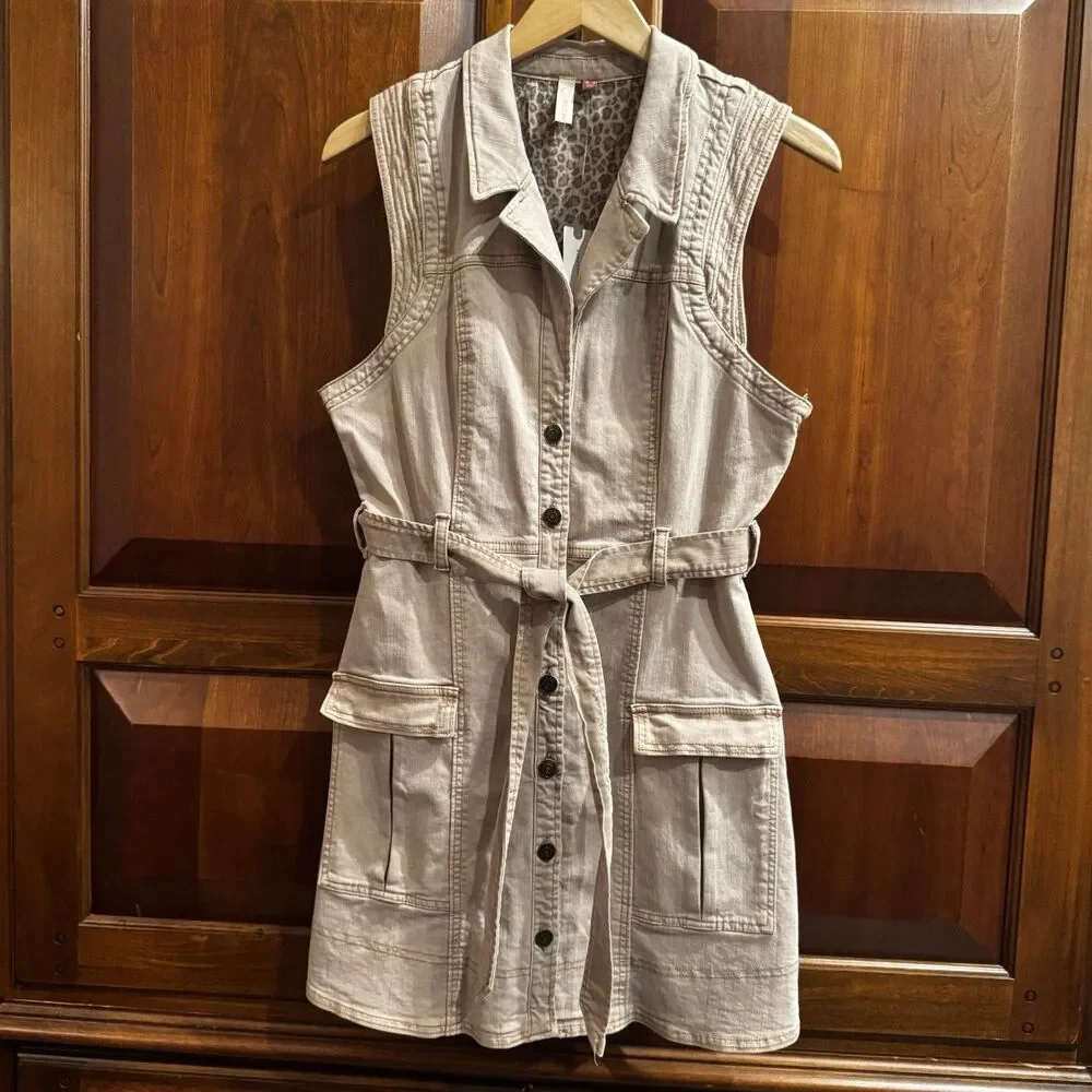 Anthropologie Pilcro Denim Button-Front Mini Dress Neutral Color US Size 6 NWT - Picture 3 of 16